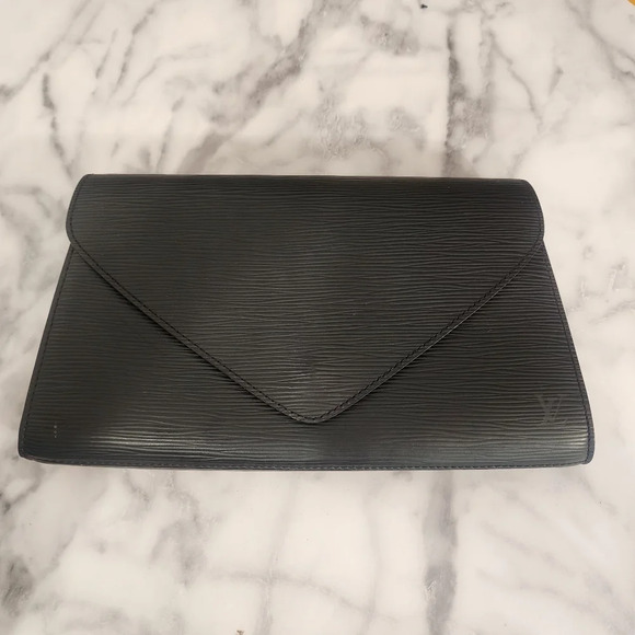 VI 1906 Authentic vintage LOUIS VUITTON noir black epi leather art deco clutch - Picture 1 of 10